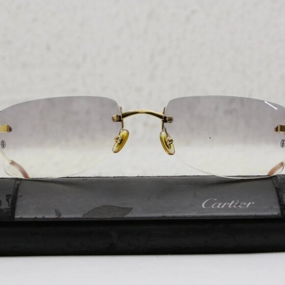 Cartier 3449382 19 135MM Gold Frame Smokey Sunglasses main image 14